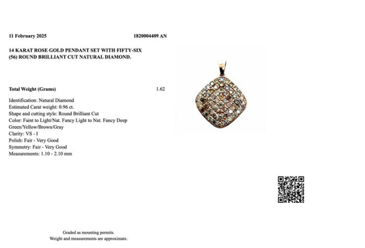 Diamond Pendant in 14K Rose Gold – 0.96ct Total Diamond Weight - Image 8