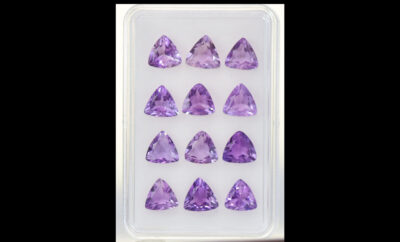 Amethyst, Light Purple Trillion Boxed Set  – 12 Pieces, 17.4 Carats