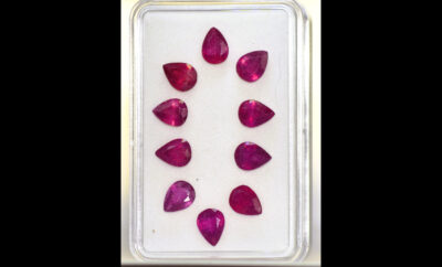 Rubies, UV Active Drop Gemstones Box Set – 10 Pieces, 16.3 Carats