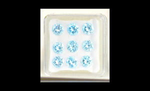 Topaz, Brilliant Blue Round Gemstone Lot – 9 Pieces 13.9 Carats