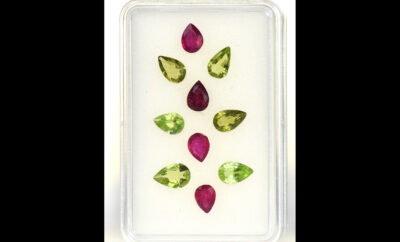 Peridot & Ruby, Vibrant Gemstone Set  – 10 Pieces, 9.2 Carats