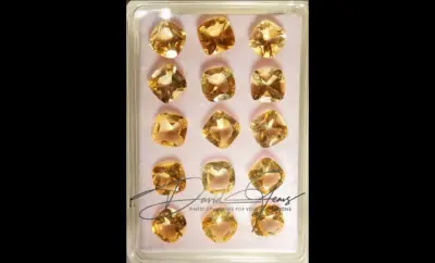 Citrine, Sparkling Yellow Cushion Box – 15 Pieces, 19 Carats