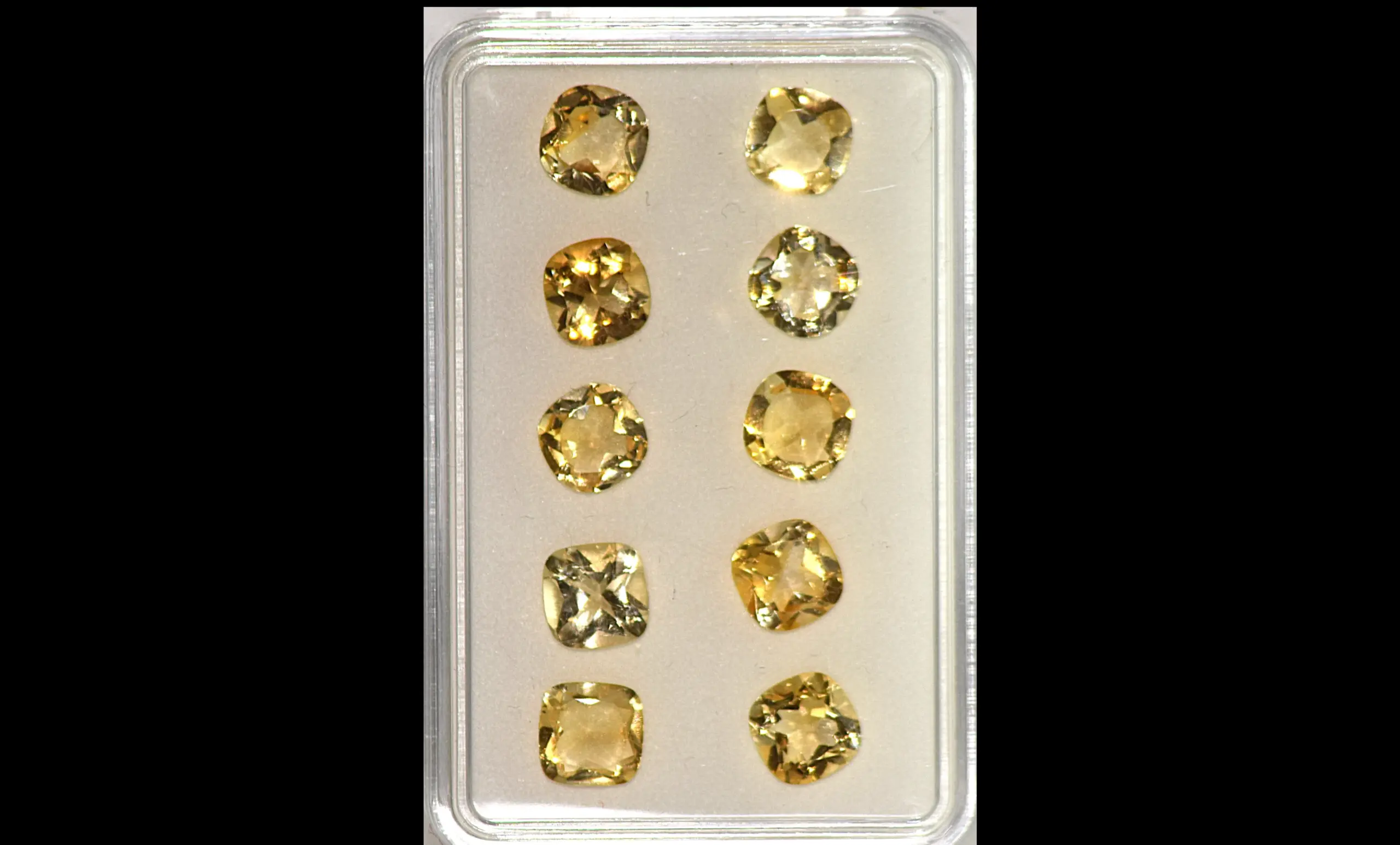 Citrine, Sparkling Yellow Cushion Box – 10 Pieces, 13 Carats