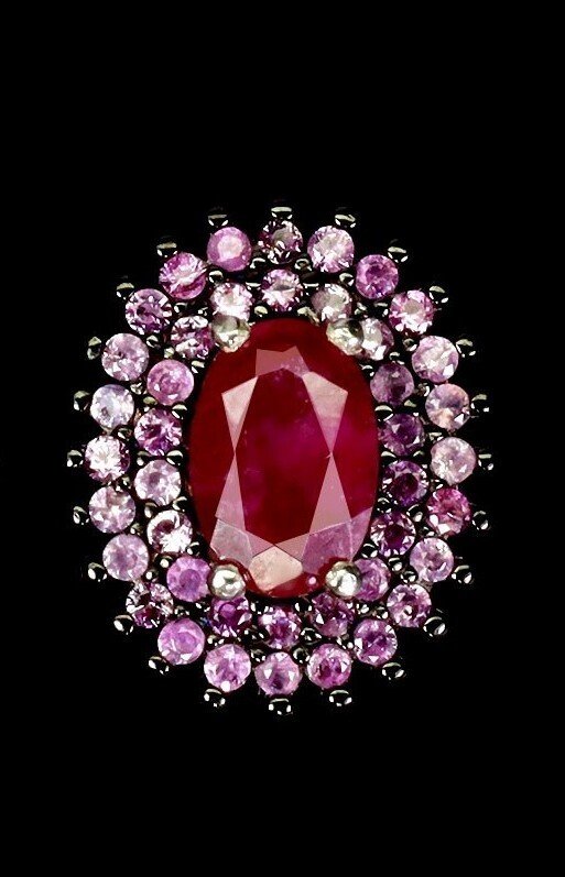 Ruby Earrings with Pink Sapphires 925 Silver – 11x9mm - Image 3