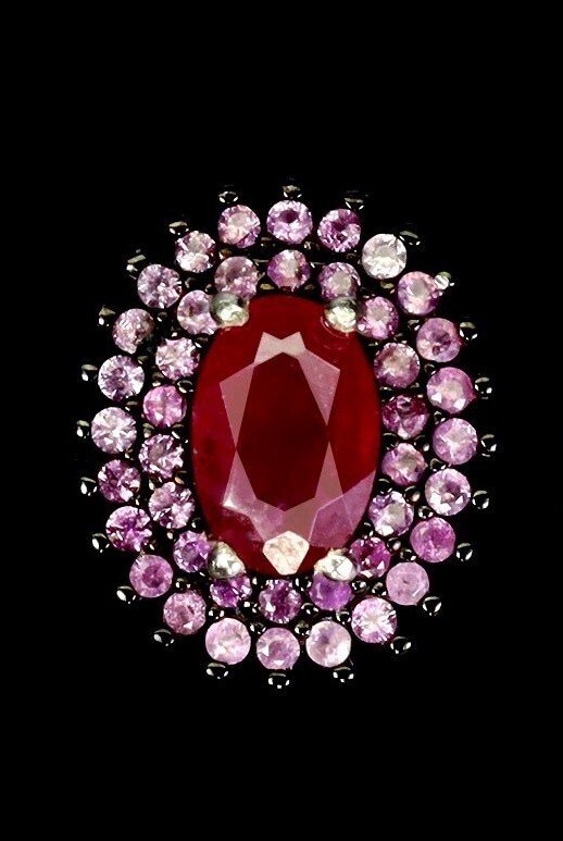 Ruby Earrings with Pink Sapphires 925 Silver – 11x9mm - Image 5