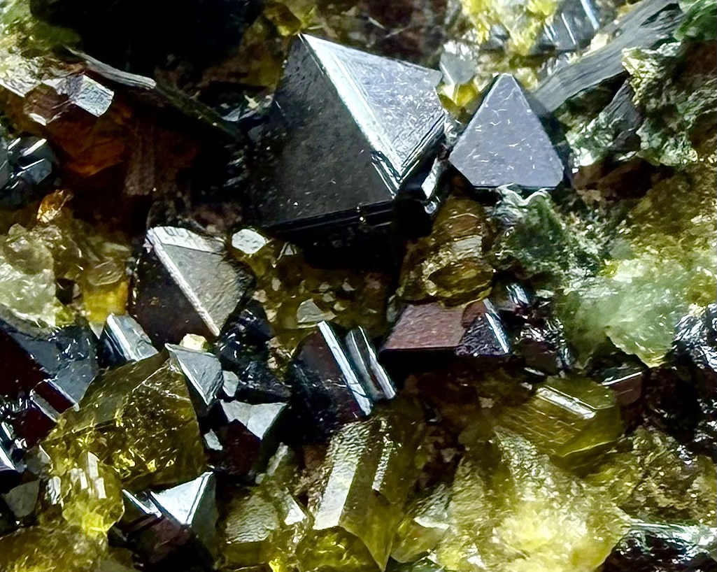 Magnetite Crystals on Vesuvianite & Diopside Matrix - Image 2