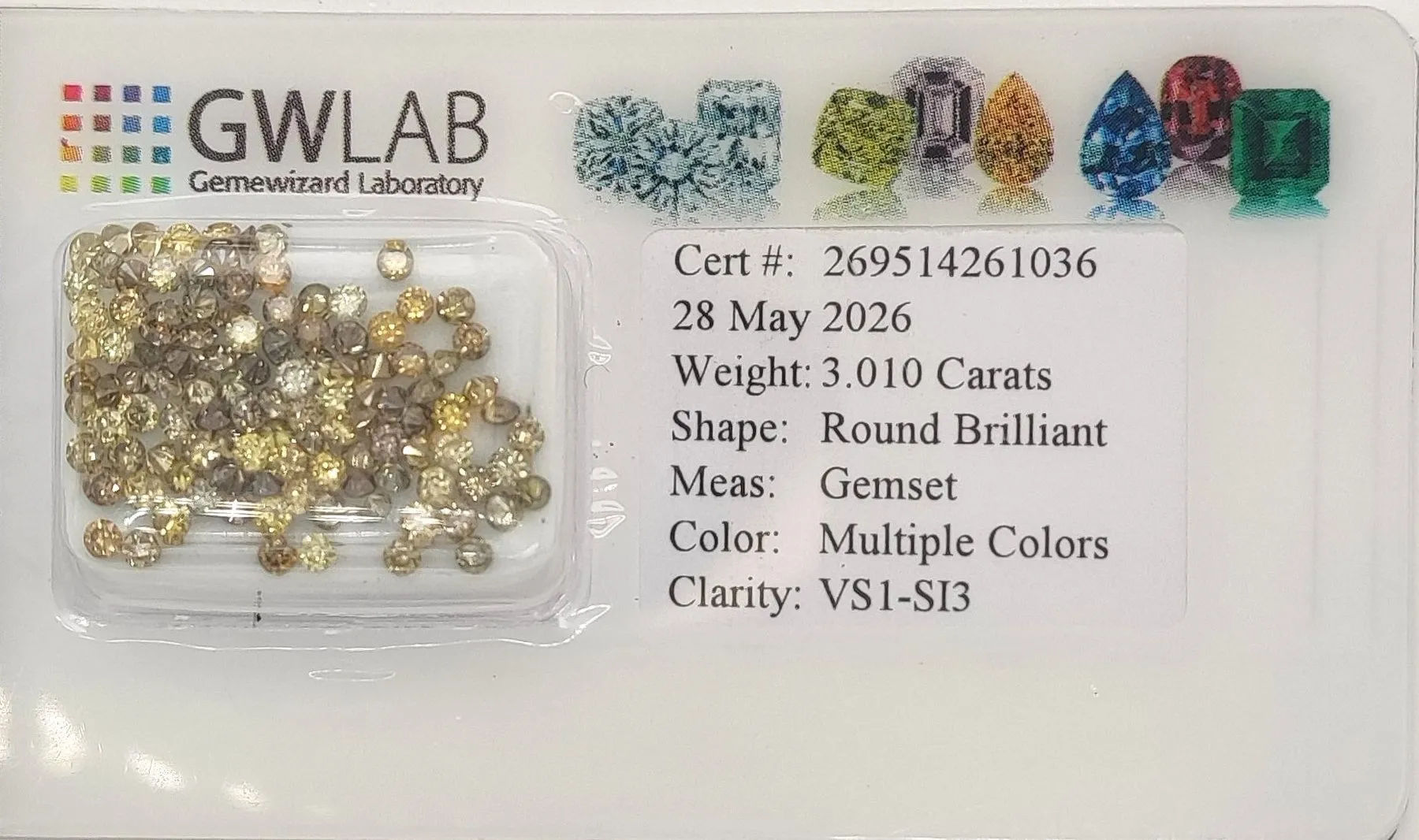 Diamonds, Fancy Mixed Colors Round Cut, Natural – 3.01 Carats - Image 7