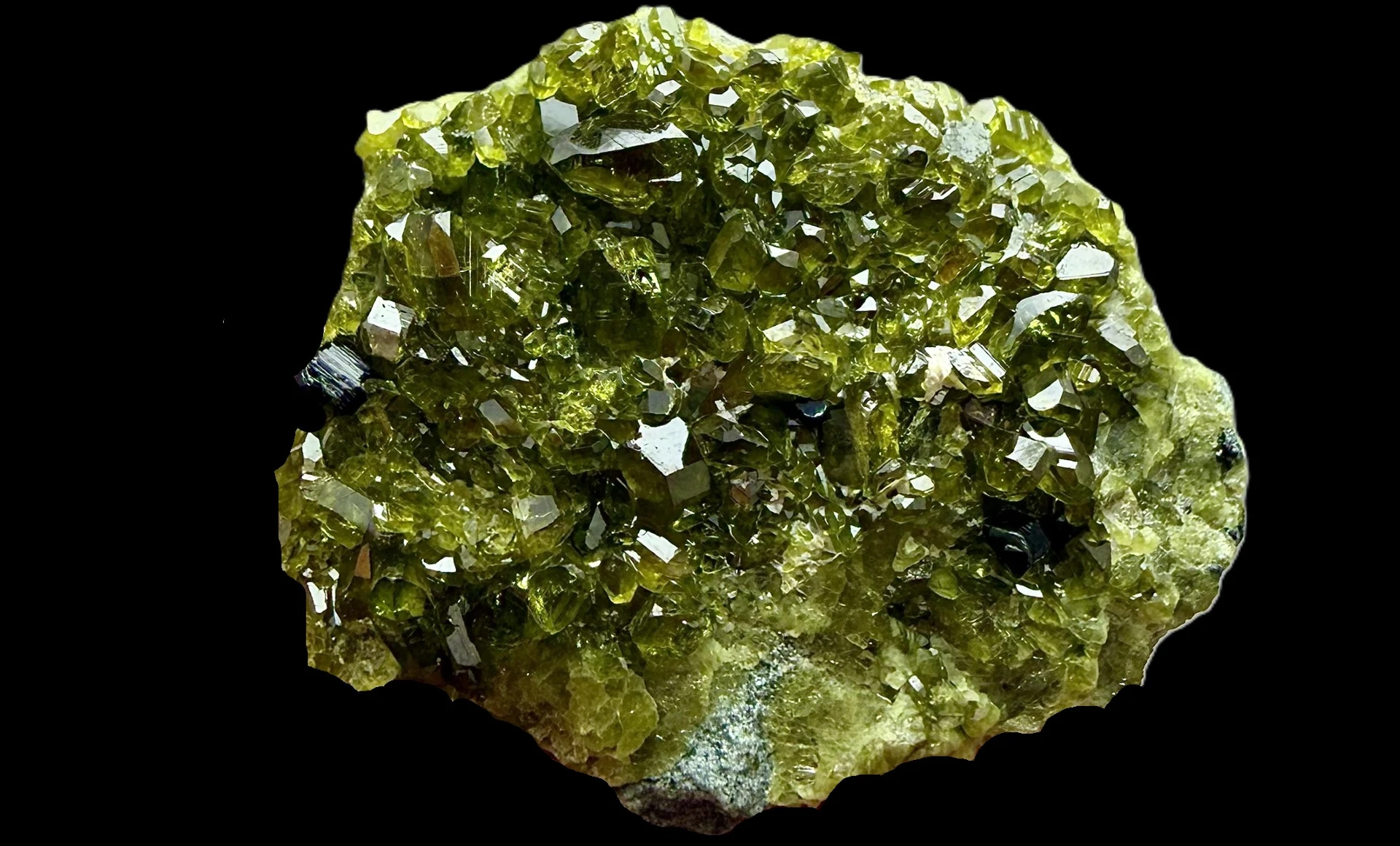 Vesuvianite Crystal Specimen with Green Crystals on Matrix