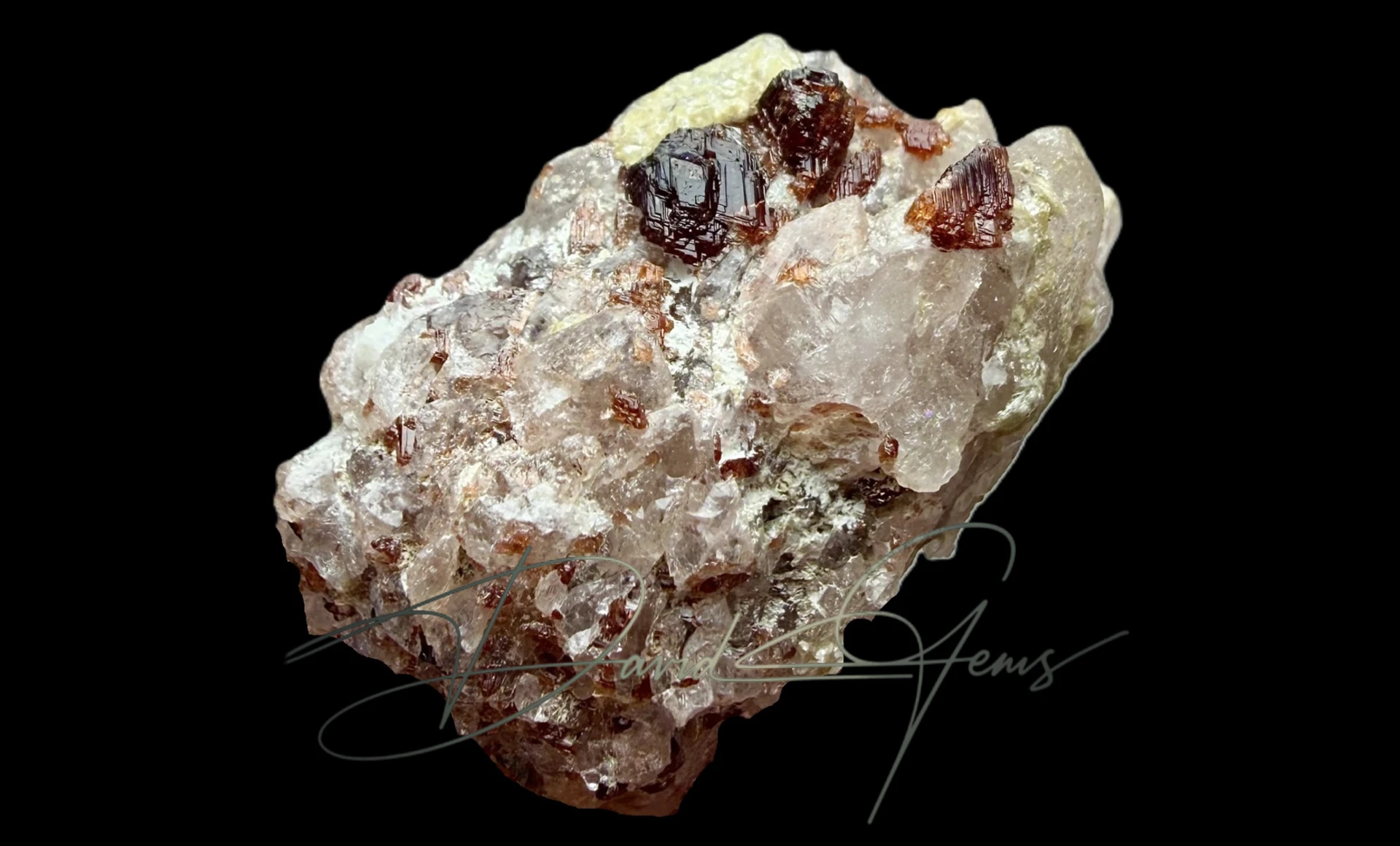 Spessartine Garnet Crystal Specimen with Quartz – 15 g