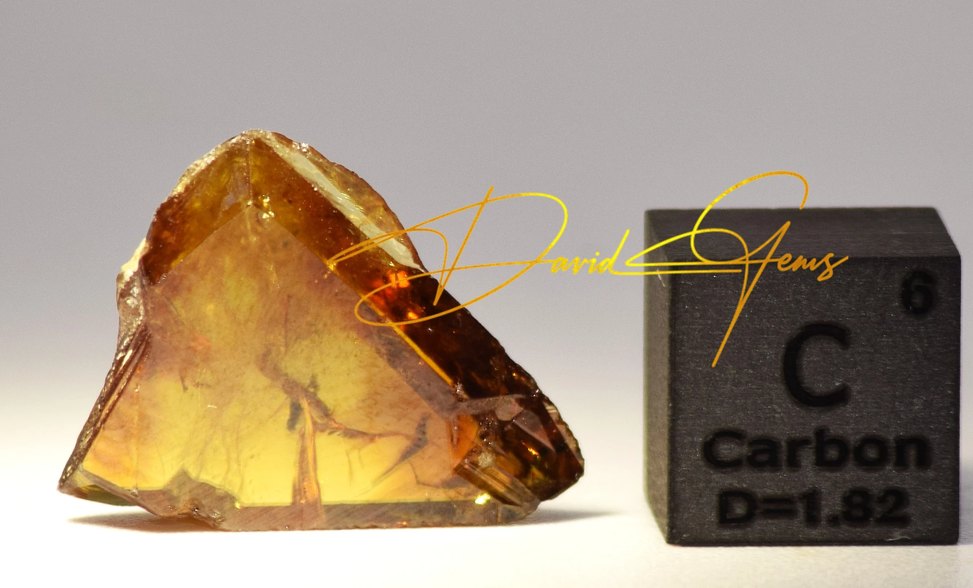Sphene Crystal (Titanite), Amber-Golden Reflective Surface - Image 2