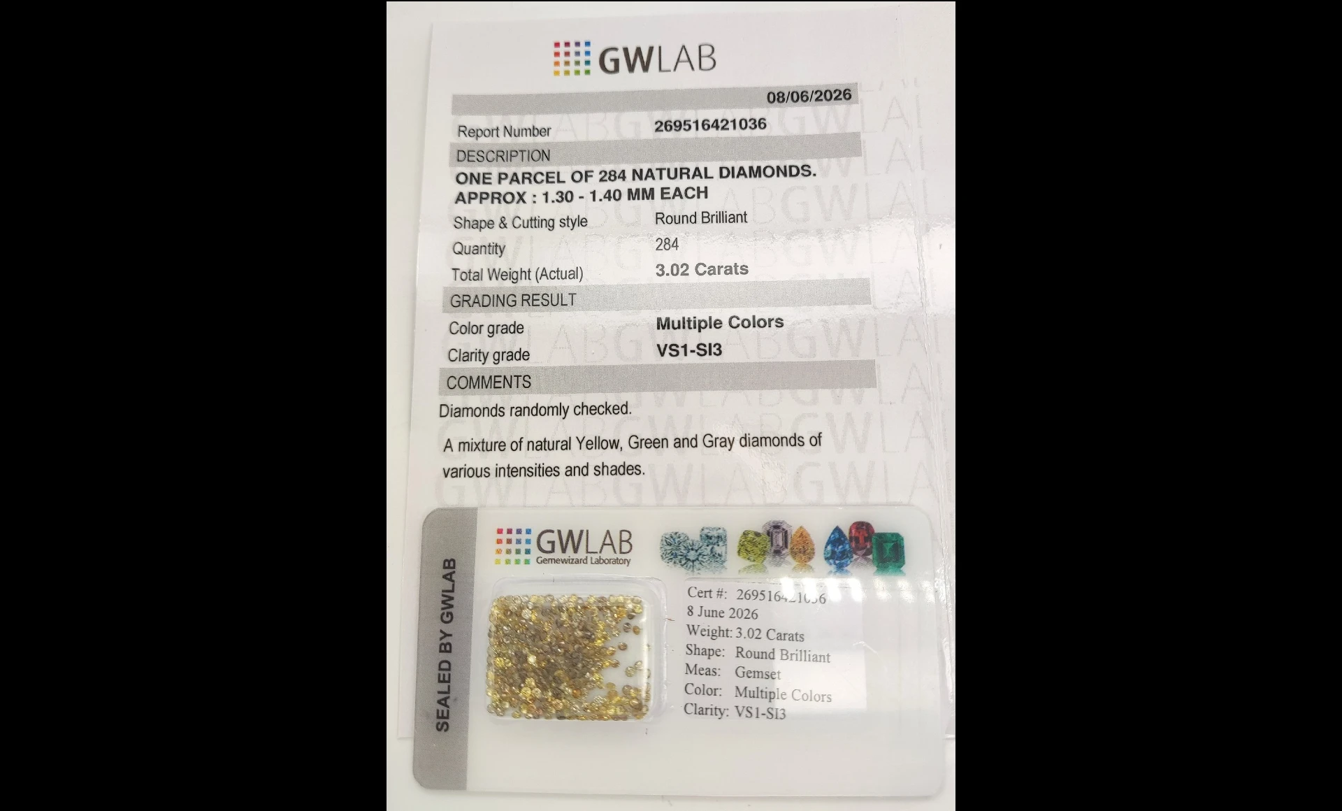 Diamonds, Fancy Mixed Colors Round Cut, Natural – 3.02 Carats - Image 2