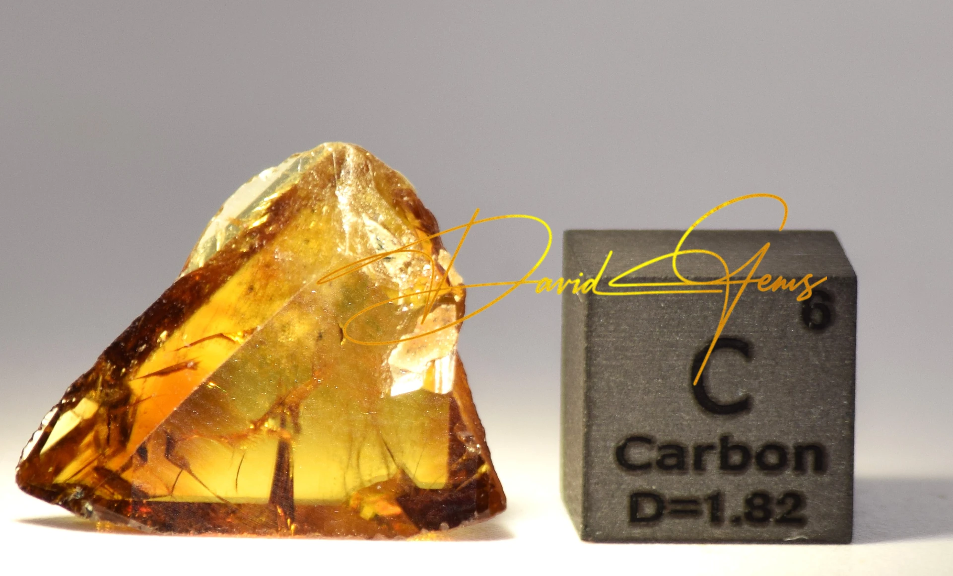 Sphene Crystal (Titanite), Amber-Golden Reflective Surface - Image 3