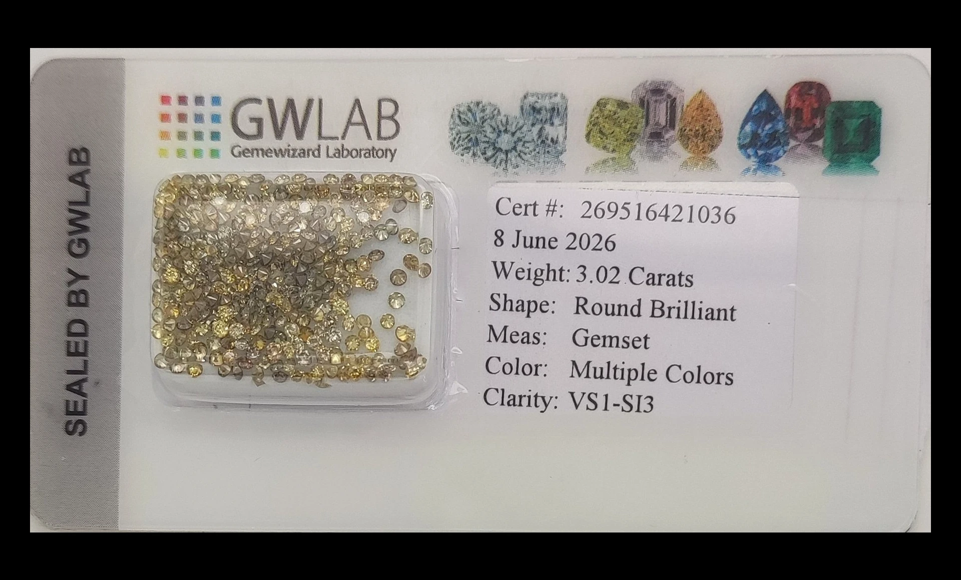 Diamonds, Fancy Mixed Colors Round Cut, Natural – 3.02 Carats - Image 7
